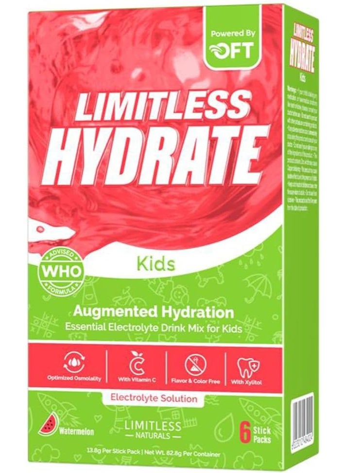 ليمتليس مسحوق هايدريت كيدز لمعالجة الجفاف عن طريق الفم، بنكهة البطيخ، للأطفال من عمر سنة فما فوق، خالٍ من المكونات الاصطناعية، عبوة من 6 أكياس - Image 1